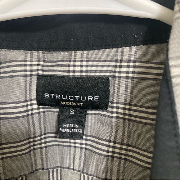 Men’s Structure black and gray plaid button down shirt size small - Picture 3 of 4